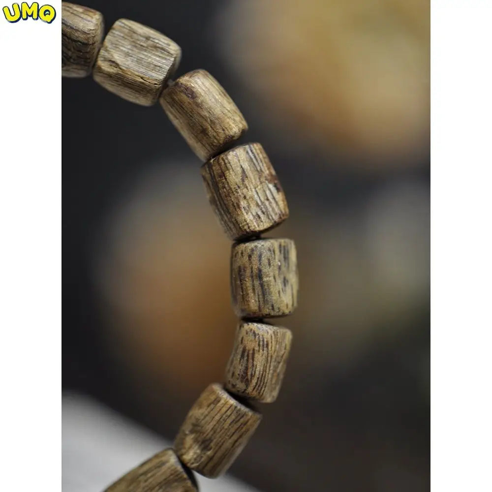 

Vietnam Nha Trang Bai Qinan Agarwood Shaped Barrel Beads Hand String with Original Handmade Materials Men and Women's Cultural