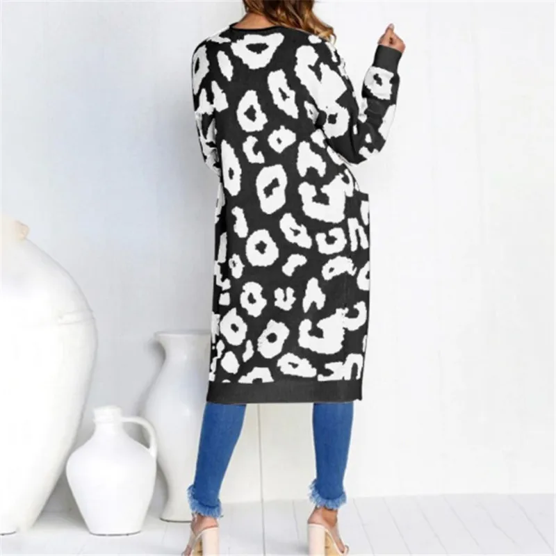 Женский вязаный кардиган с леопардовым принтом желтый длинным рукавом плотная