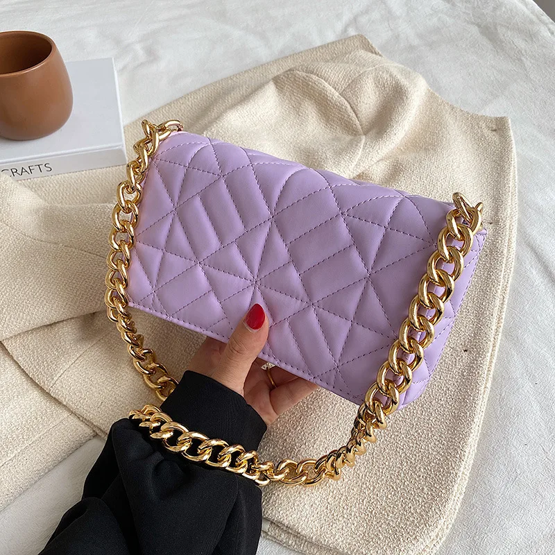 Fashion 2022 Summer Designer Women Shopping Long Metal Chain Crossbody Purse And Handbags Luxury Diamond Lattice Shoulder Bags