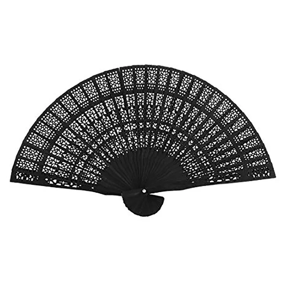 

Black Folding Fan Hollow Bamboo Hand Held Fans Chinese Style Vintage Dance Ornament For Women Wedding Party Cotillon Home Decor