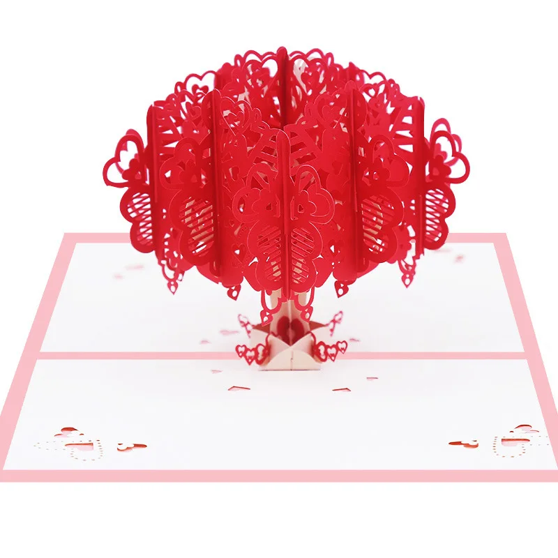 

20pcs Red Love Tree 3d Pop Up Wedding Invitations with Envelops Wedding Invitation Cards Wholesale Engagement Greeting Cards