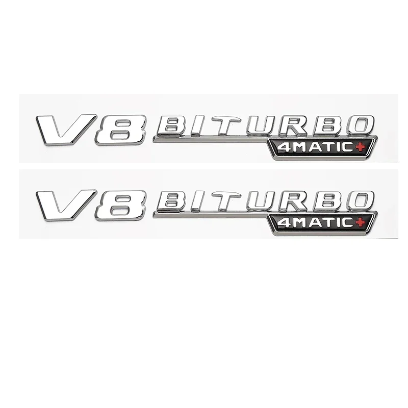 Эмблема с буквами для Mercedes Benz AMG V12BITURBO V8 BITURBO 4MATIC + наклейка логотипом на крыло хром