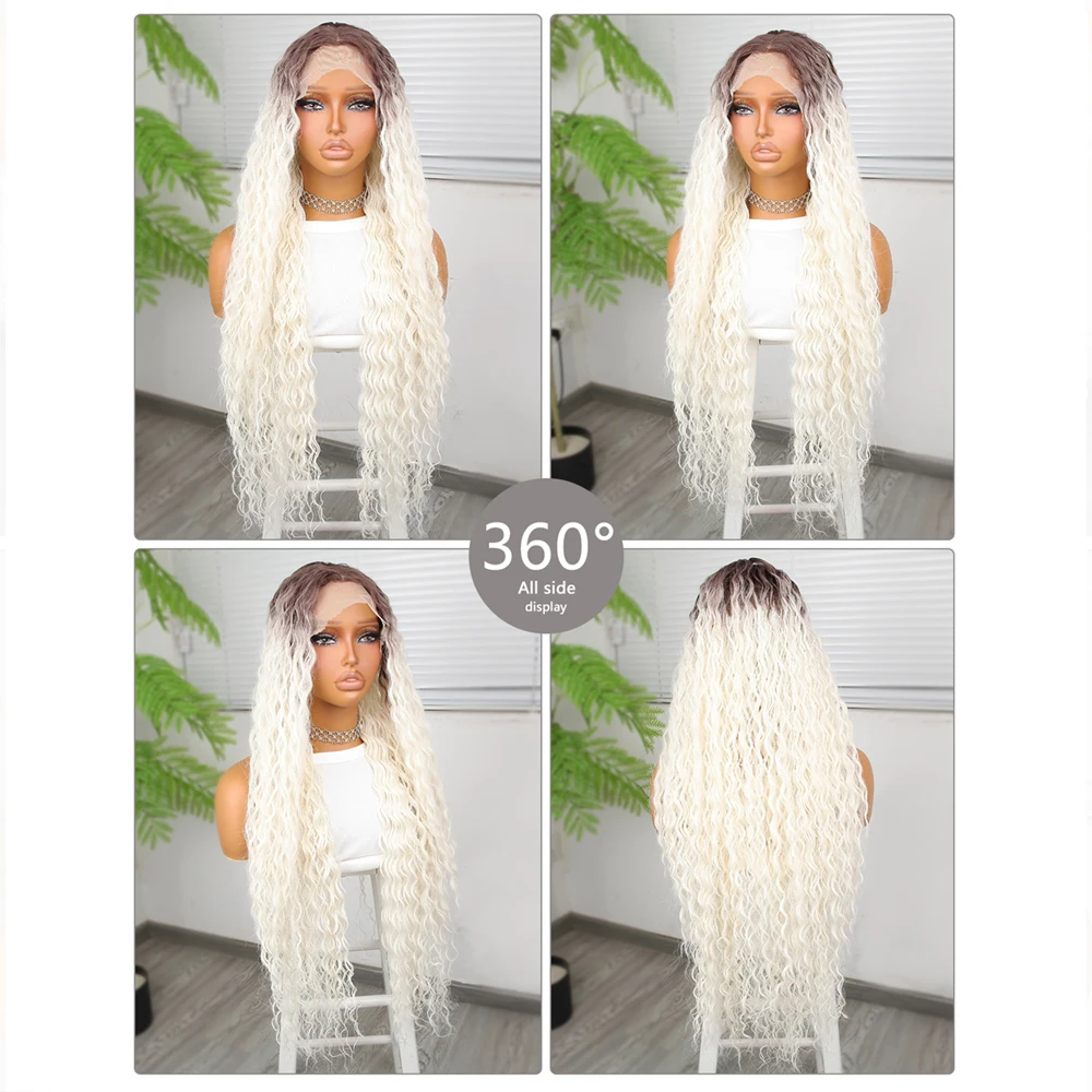 32-дюймовый длинный вьющийся парик белого цвета ежедневный для чернокожих женщин