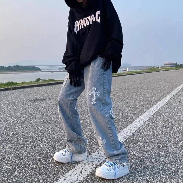 ICCLEK Men's Jeans Fashion Jeans New Jeans Men's Casual Pants Cross Jeans