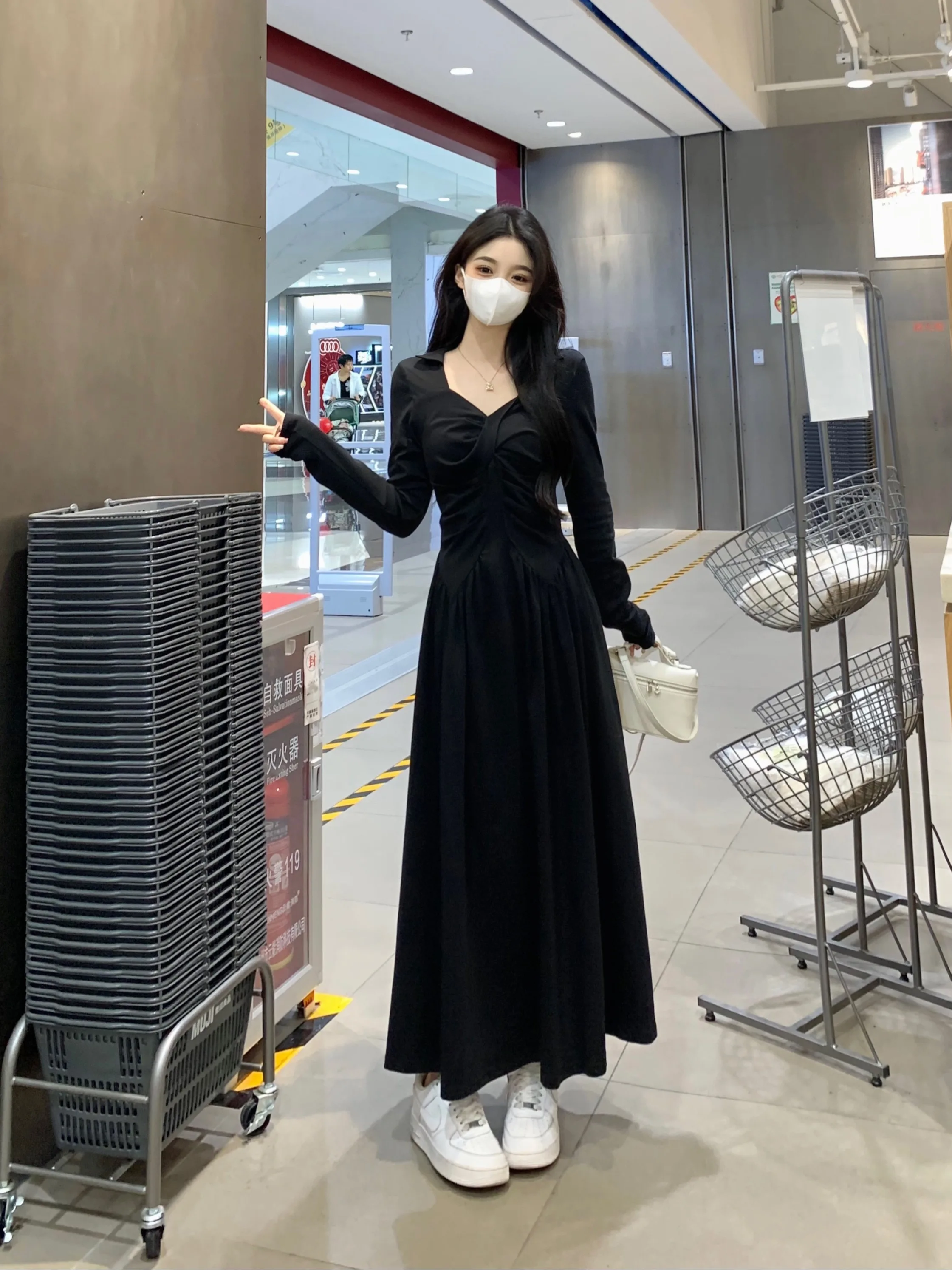 Осенняя одежда больших размеров Новая женская Western Sle Утягивающее французское