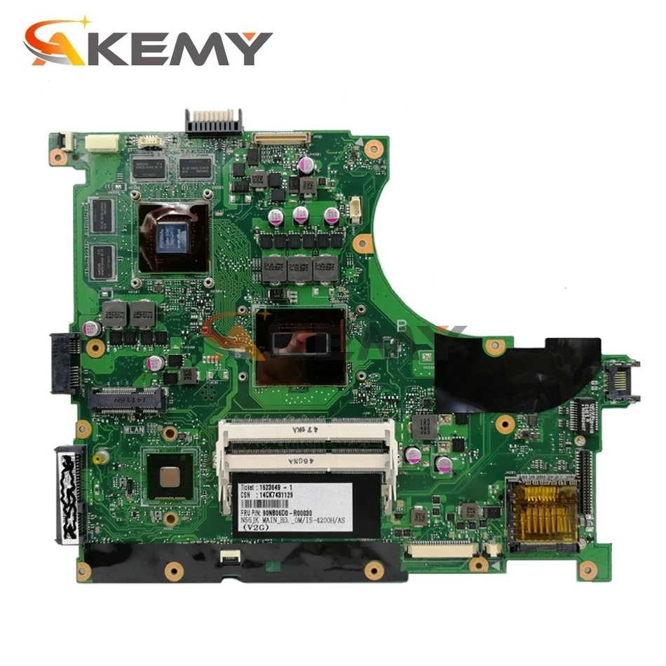 Материнская плата AKEMY N56JK для ноутбука GTX850M GPU I5-4200HQ I7-4700HQ CPU LVDS EDP ASUS N56J G56J G56JK