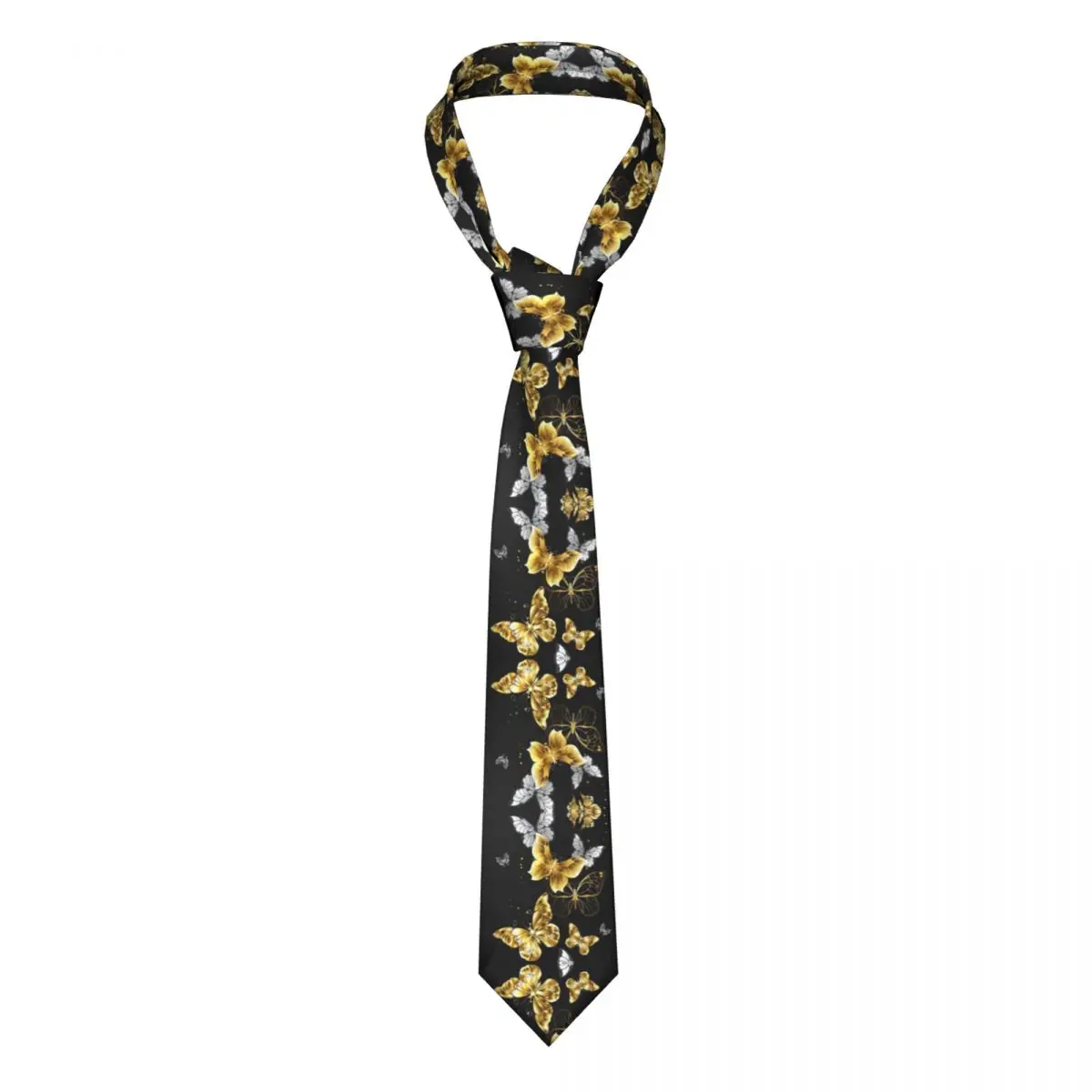 

Gold And White Butterfly Neckties Unisex Polyester 8 cm Butterflies Neck Tie for Mens Narrow Suits Accessories Cravat Wedding