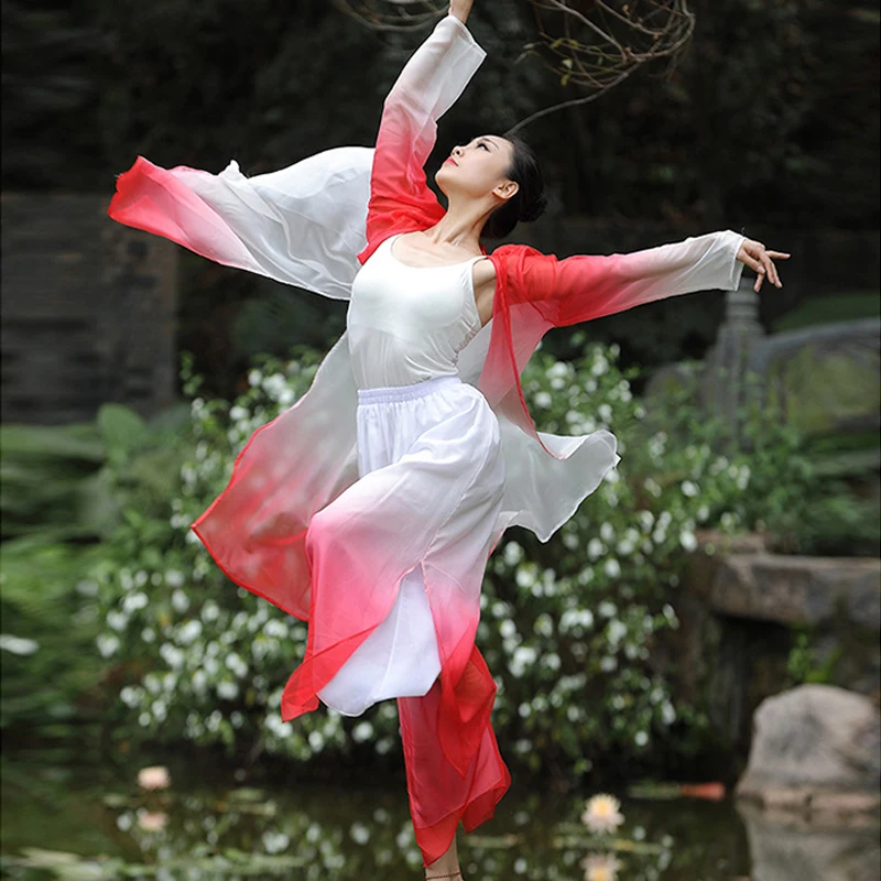 Женские элегантные градиентные современные танцевальные брюки шифоновые