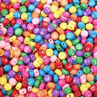 colorful cartoon 7mm jewelry beads round numbers letters acrylic flat beads handmade diy necklace bracelet jewelry accessories