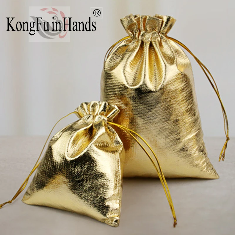 Gold Color Jewelry Bag Retro Fashion Empty Bag Carrying Home Small Objects Storage Earrings Candy Tea Bags for Friends Gift Bags