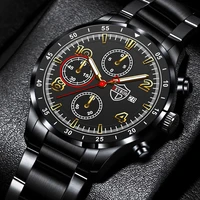 luxury fashion mens watchs for men business stainless steel quartz wrist watch calendar luminous clock man sports leather watch
