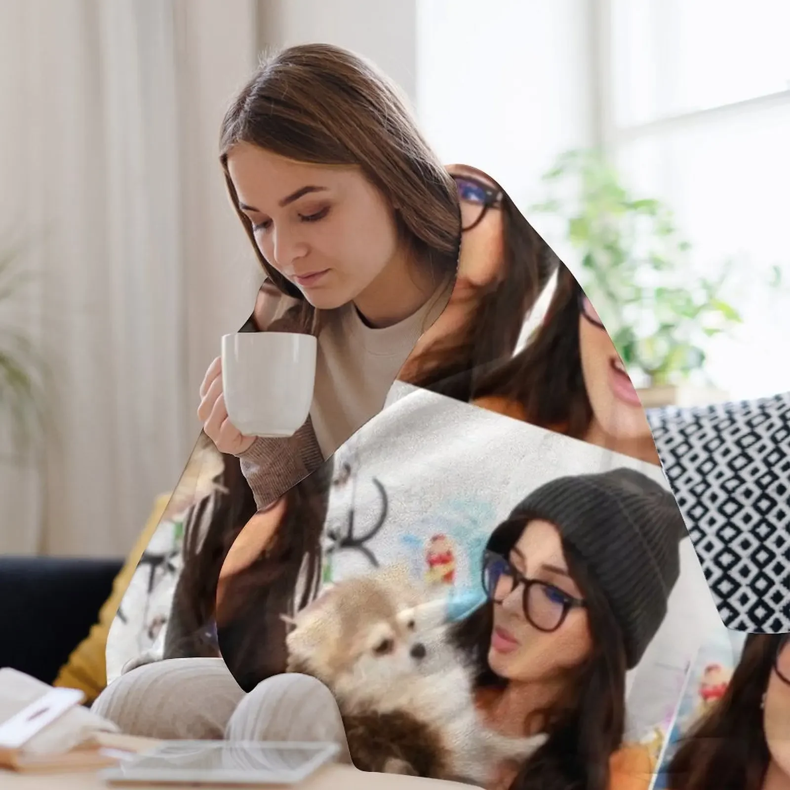 Фото Уютный плед Sssniperwolf Cozy Collage, теплый фланелевый плед для дивана, кресла, спальни №3