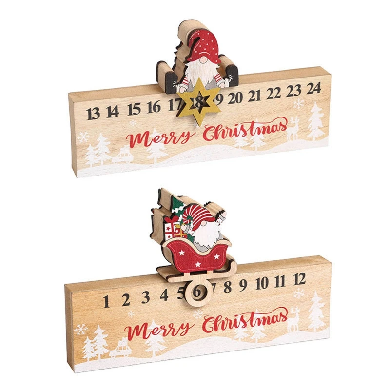 

Рождественский деревянный календарь с изображением гнома, рождественское Новогоднее украшение, милый подарок для семьи, друзей и соседа