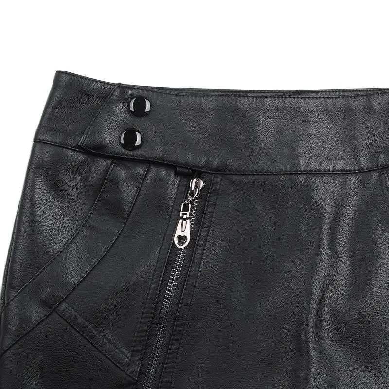 Кожаная юбка-шорты черная облегающая юбка-брюки Весенняя Сексуальная мини-юбка