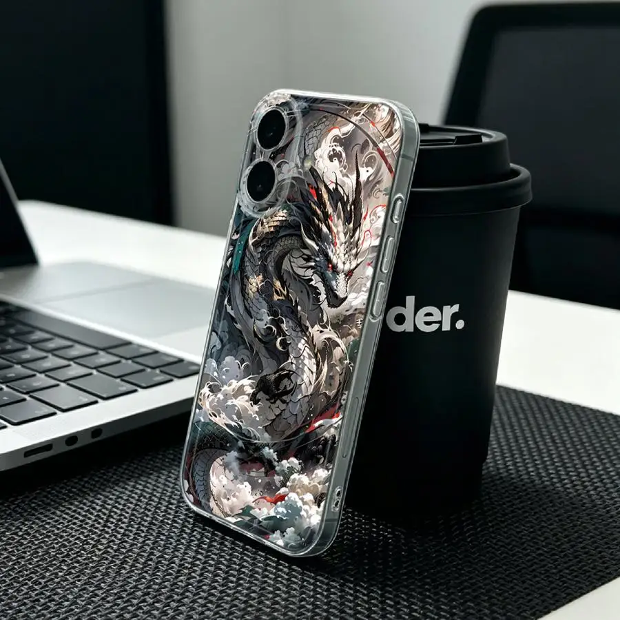 Чехол для Honor X8a X8 90 Lite X9b X8b X9a X7b, мягкий чехол для телефона, черный и золотой, с изображением фантастического дракона (art.: 3920daeaf9fc7) - 3920daeaf9fc7