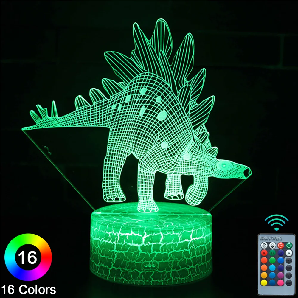 

Динозавр, светодиодный 3D ночник, сенсорный пульт дистанционного управления, новинка, настольная лампа, декор для комнаты, Рождественский по...