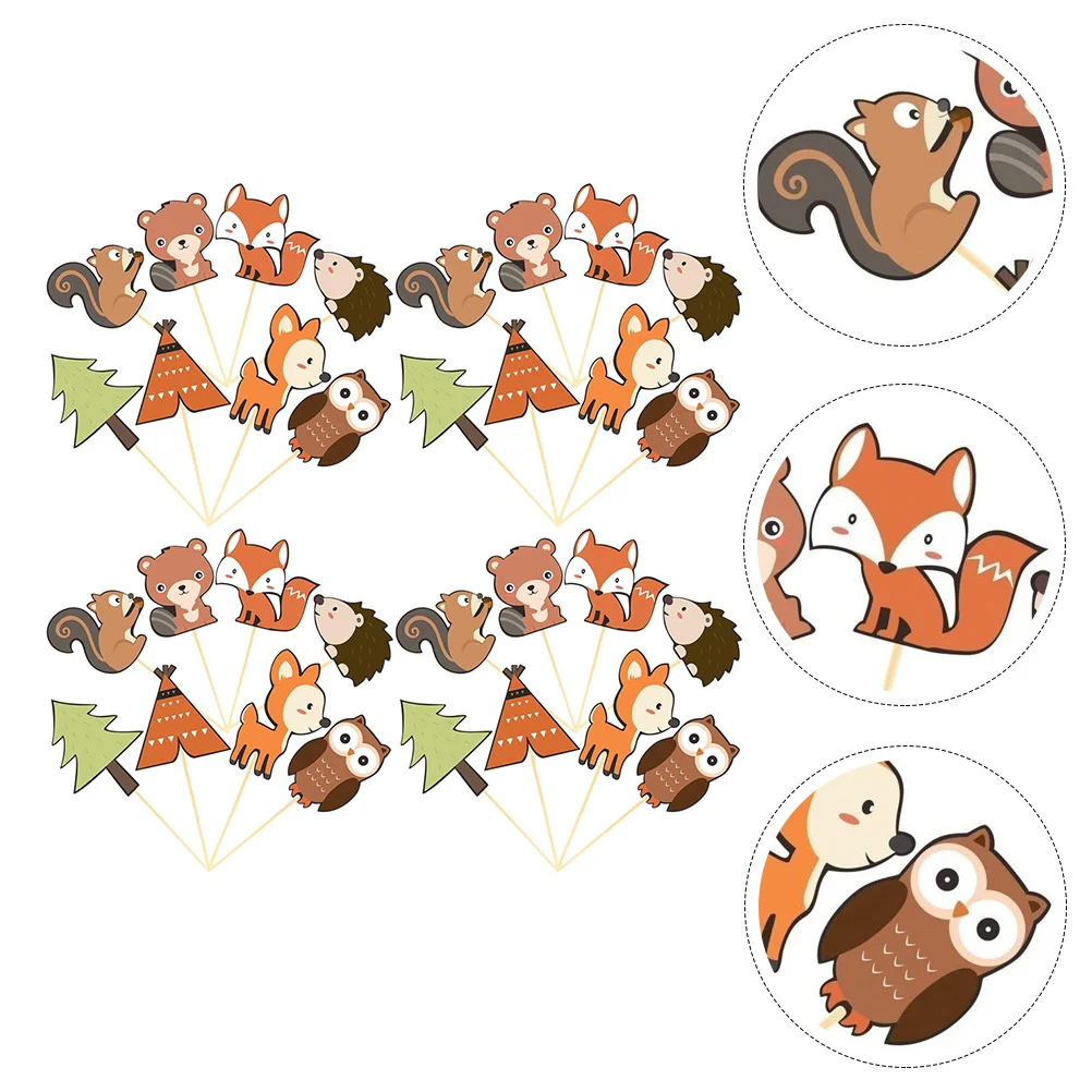 

48pcs Animal Practical Cake Decor Party Cake Favor Cake Insert Cards for Birthday