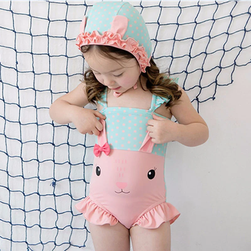 

Summer Coming Girls Swimsuit 2022 One Piece Swimming Costume For Baby Bathing Suits Chilren Cute Rabbit Bunny Cartoon Swimwear