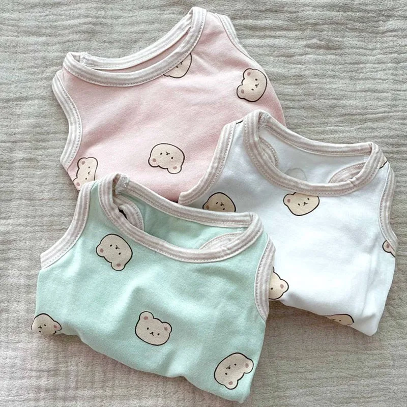 Летняя одежда для собак с принтом медведя хлопковая Мягкая дышащая щенков