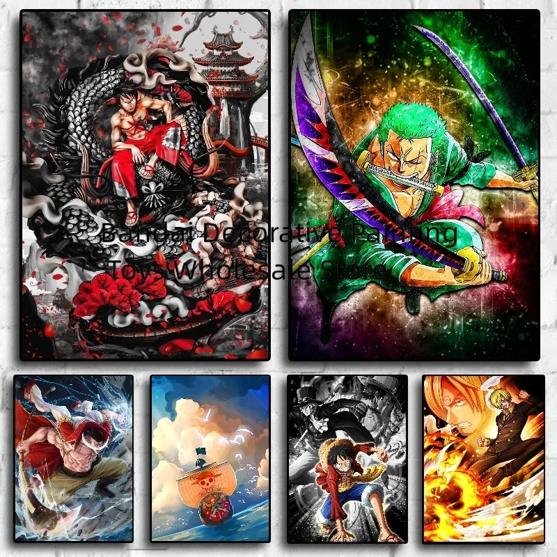 

Anime Character Pictures One Piece Zoro Luffy Nami Classic Posters Modern Living Room Aesthetic Wall Art Home Canvas Paintings