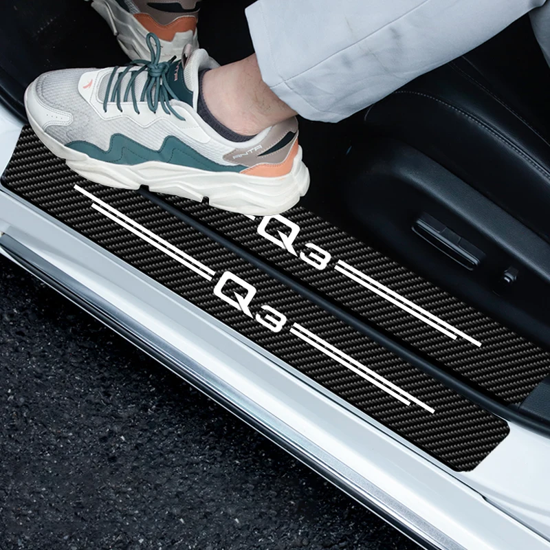 

Car Stickers Anti Scratch Door Sill Protector Decor Strip Car Threshold Decals For Audi Q3 2012 2013 2015 2016 2017 With 4 PCs