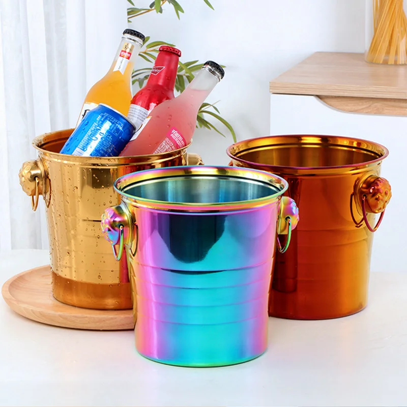 

Золотой барный инструмент, ведро для льда, ведро для льда из нержавеющей стали, охлаждаемый портативный холодильник для вечеривечерние, для...