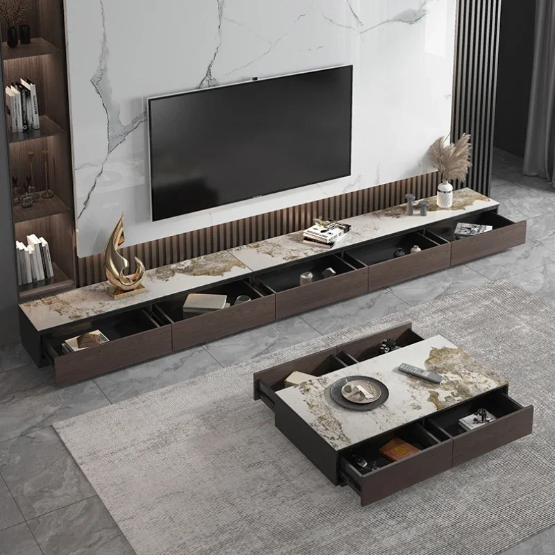 Роскошный напольный шкаф для телевизора гостиной современный домашний кофейный