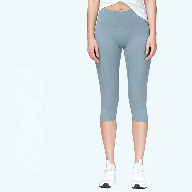 

2022 New Cropped Yoga Pants Naked Women Sense High Waist Slimming Fitness Running Tight Shorts Outer Wear Leggings