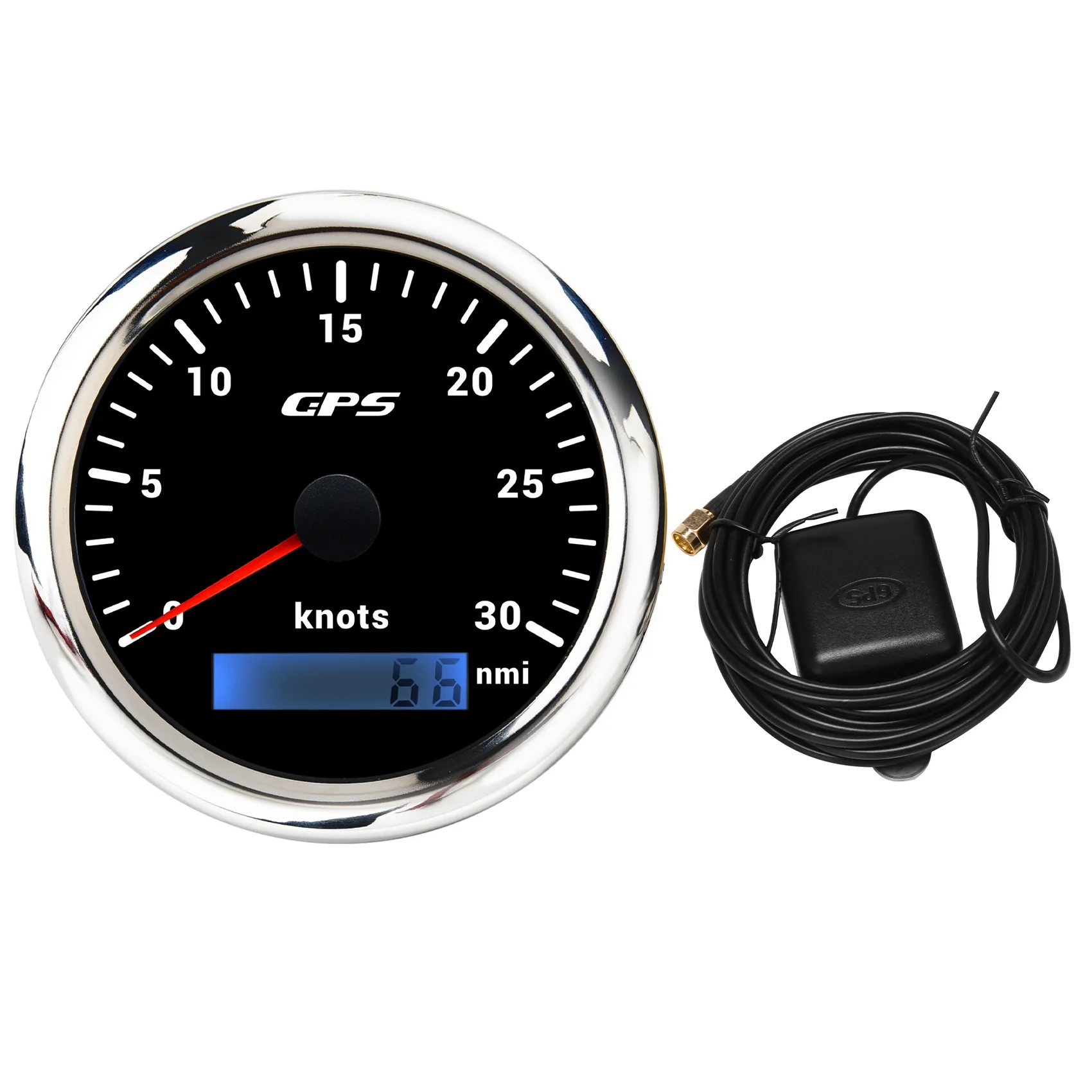 

85Mm GPS Marine Speedometer 0-30 Nautical Miles with 7-Color Backlight GPS Odometer for Marine Yacht Car Boats ,A