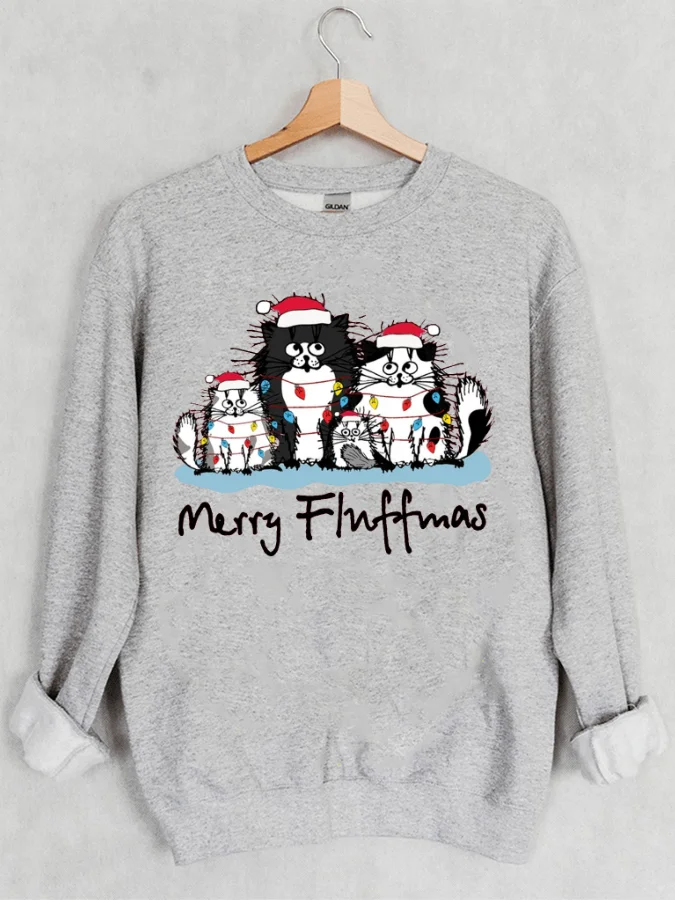 

Merry Fluffmas Christmas Holiday Funny Cats Sweatshirt