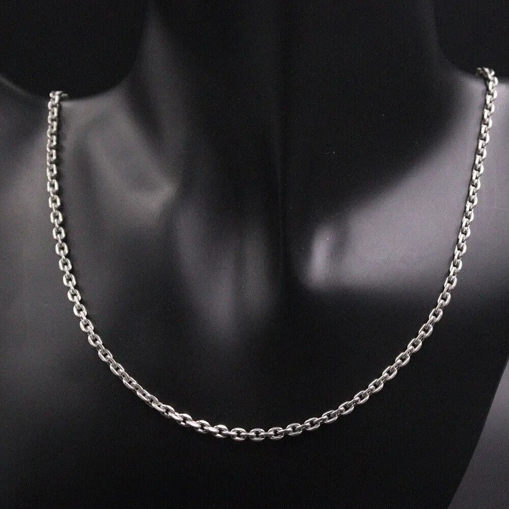 S925 Стерлинговое Серебро 3 мм якорь звено цепь ожерелье 21 6 &quotL штамп