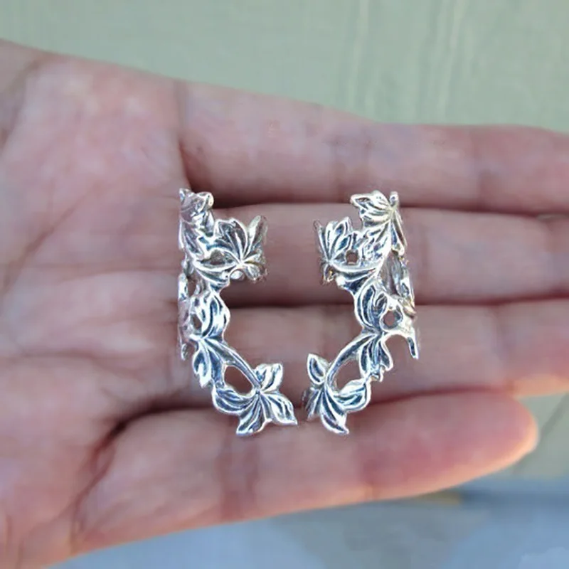 Vintage Flowers Bloom Twine Copper Metal Ear Clip Without Piercing No Hole Cuff Earcuff Cartilage Earrings Charms Jewelry |