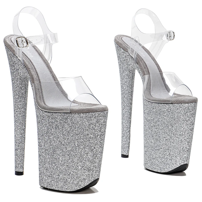 Leecabe 23CM/9inches PVC upper  Platform Sexy  High Heels Sandals Pole Dance shoes