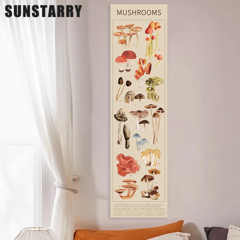 

Mushroom Tapestry Medicinal Mushroom Wall Hanging Vertical Tapestry Illustrative Reference Chart Tapestry Wall Hanging For Room