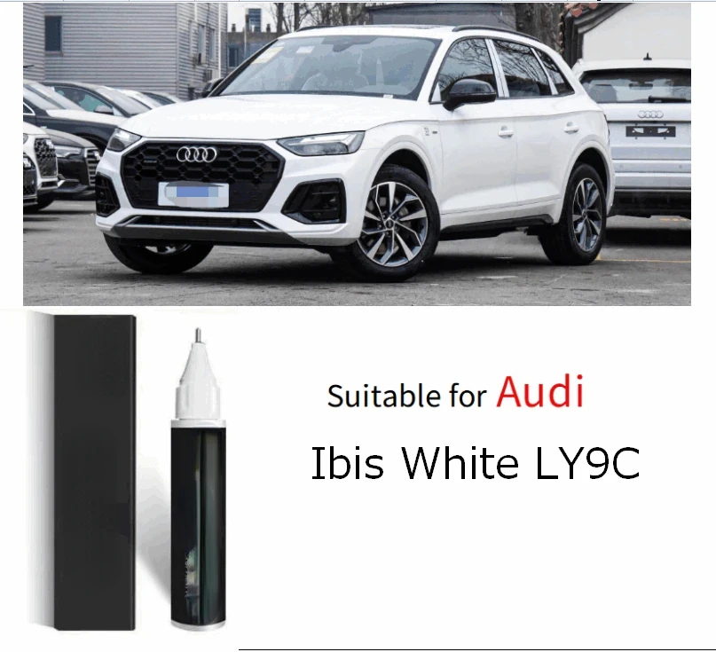 Фото Ремонт краски от царапин Подходит для Audi ibis White LY9C, ледник, белый LS9R TPlatinum LX1Y, ручка для ремонта царапин №1