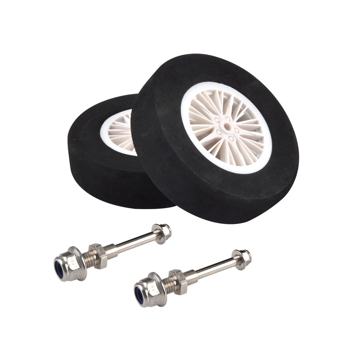 

1Pair 80/100/115/130mm PU Wheel Tire with 2 Shafts for RC Airplane Models