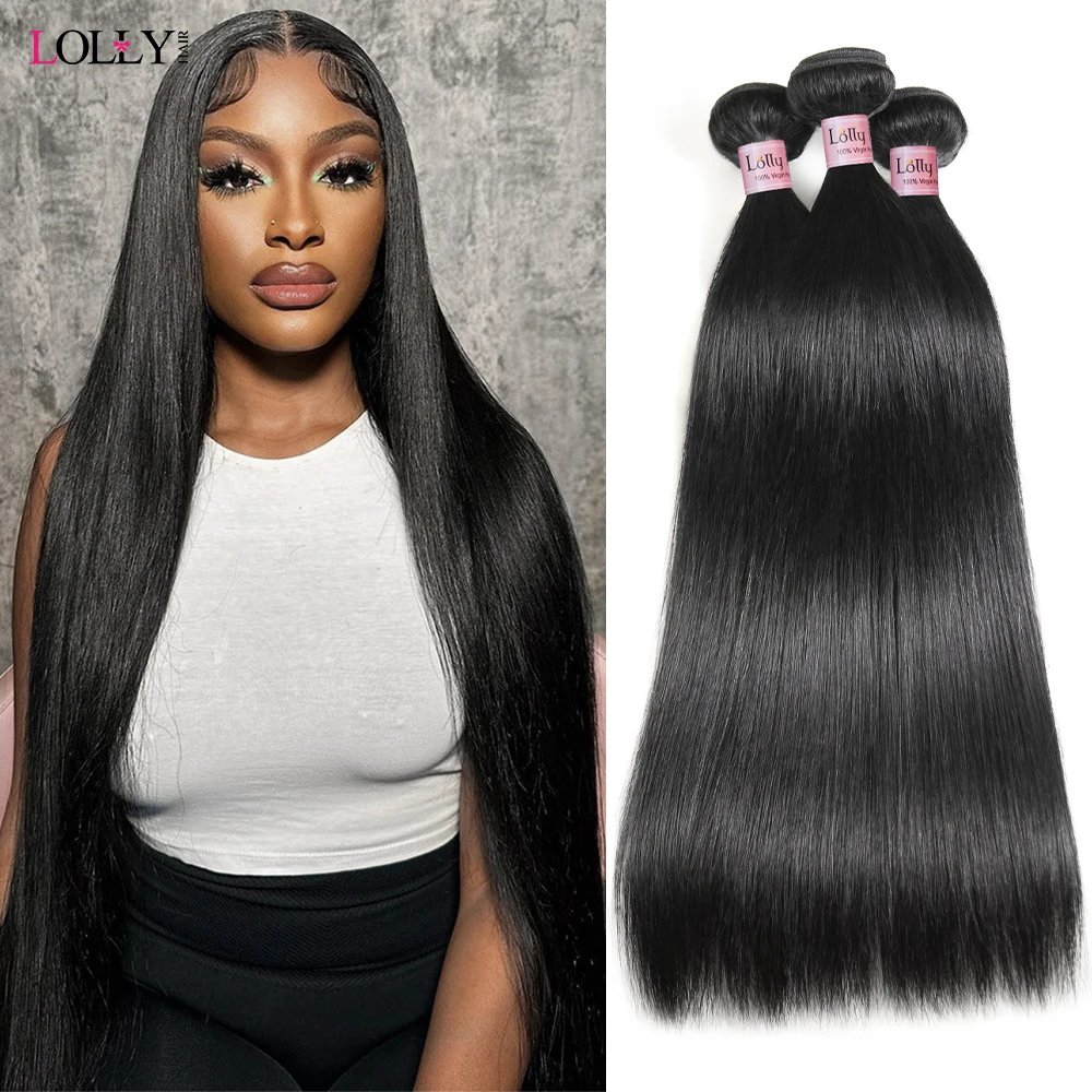 Lolly 28 30 дюймов Пряди 3/4 прямые пряди человеческие волосы бразильские плетение Remy