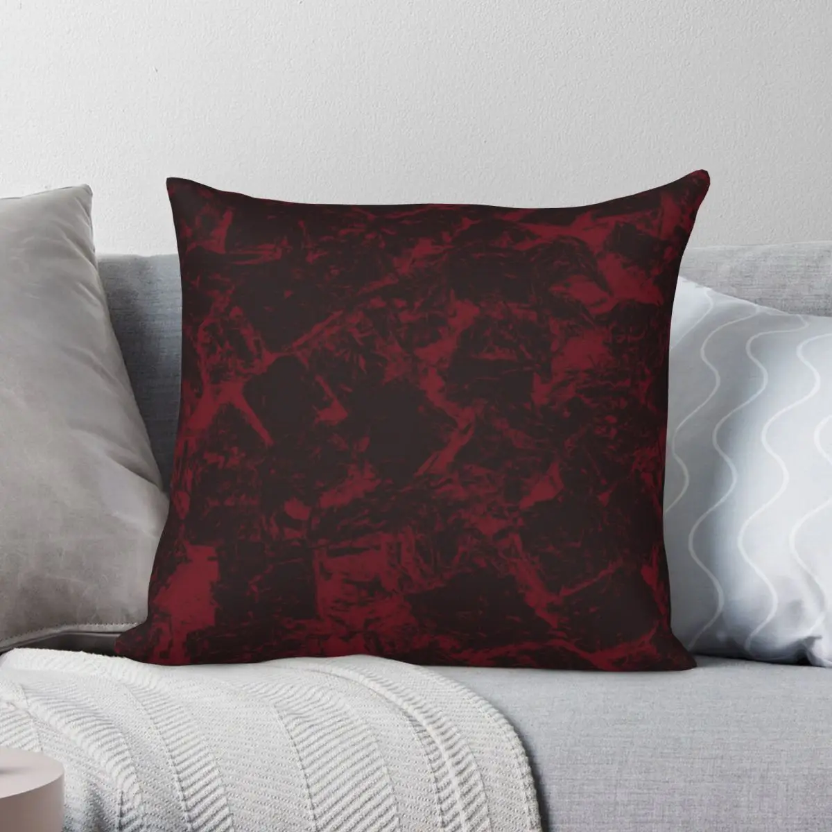 

Classy Maroon Black Texture Design Pillowcase Polyester Linen Velvet Printed Zip Decor Pillow Case Sofa Cushion Cover