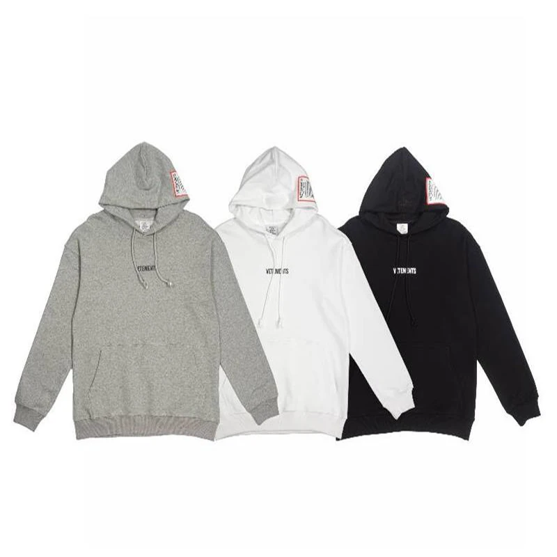 

Fashion High Quality VETEMENTS Red Patch Logo Men Hoodie 1:1 Vetements Embroidered Women Sweatshirts Heavy Fabric VTM Pullovers
