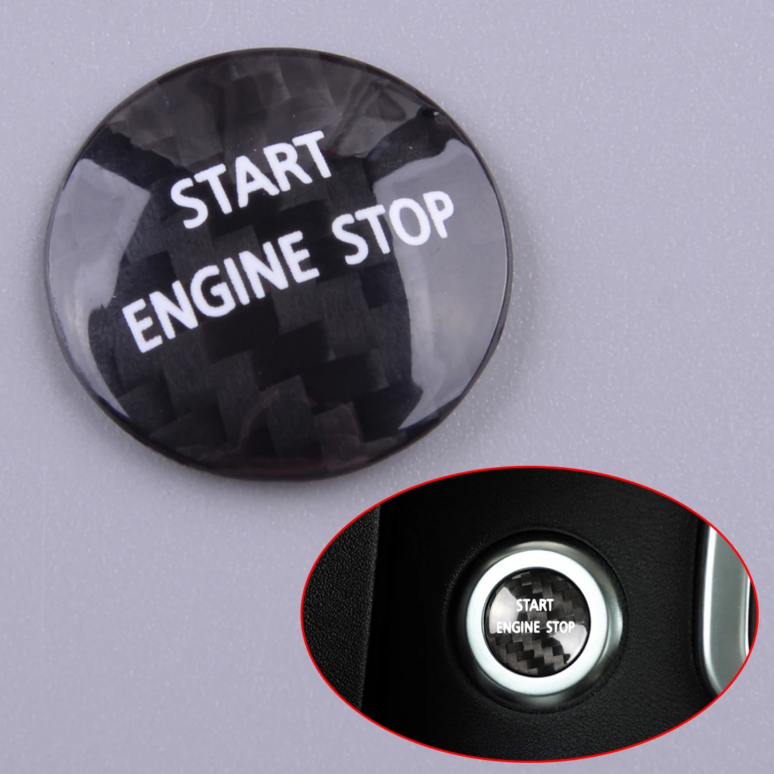 

Car Keyless Engine Start Stop Push Switch Ignition Button Cover Sticker Fit For Range Rover Sport Discovery 4 Black Carbon Fiber