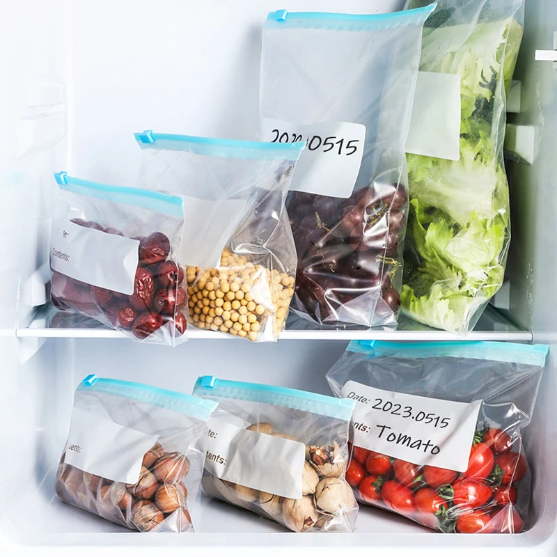 

10pcs Reusable Fresh Zipper Bag For Food Plastic Bags Fruit Vegetable Bags Ziplock Food Bag Kitchen Food Storage Bag Organizer