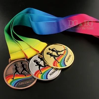 running runner gold medals trophy award with neck ribbons express medal various souvenir school sports prize gift custom made