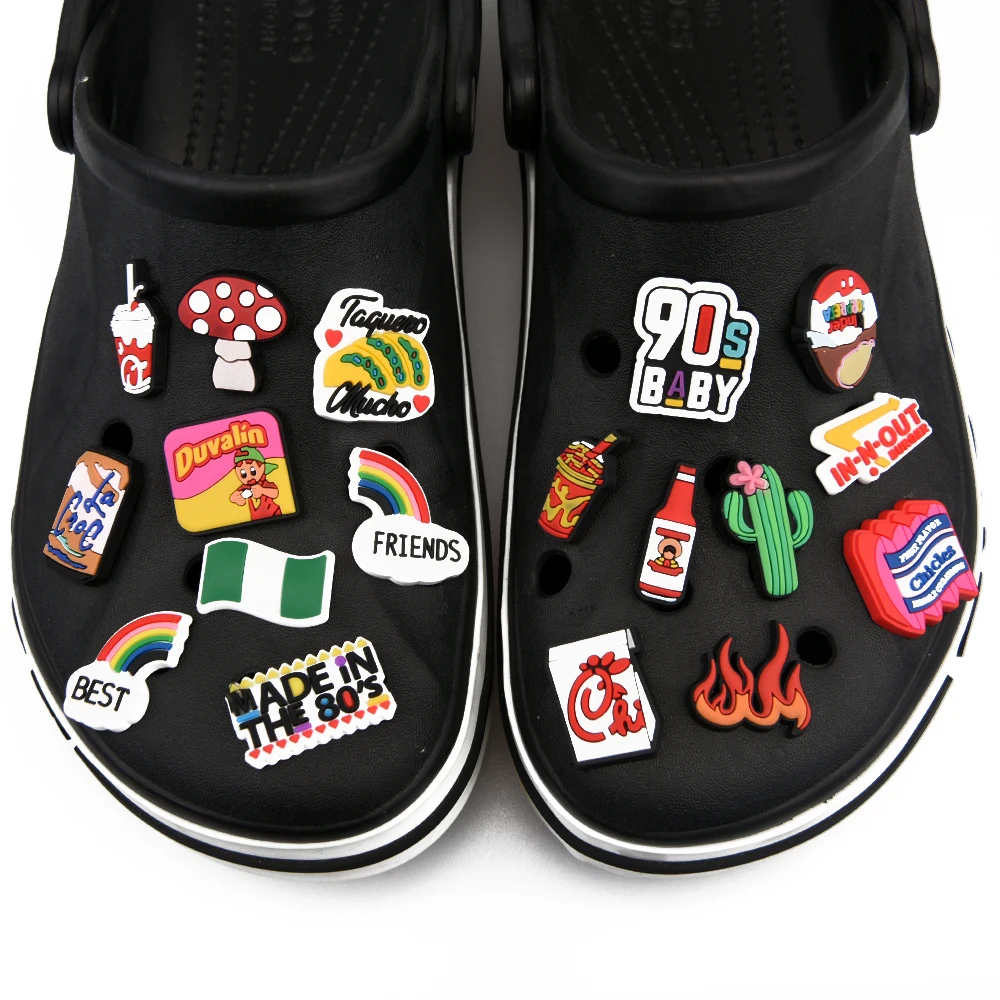 Mexican Women Croc Shoe Charms Jamaica Mexico Flag Shoe Decorations Burger Drink Snake Food Bracelet Accessories Best Friends
