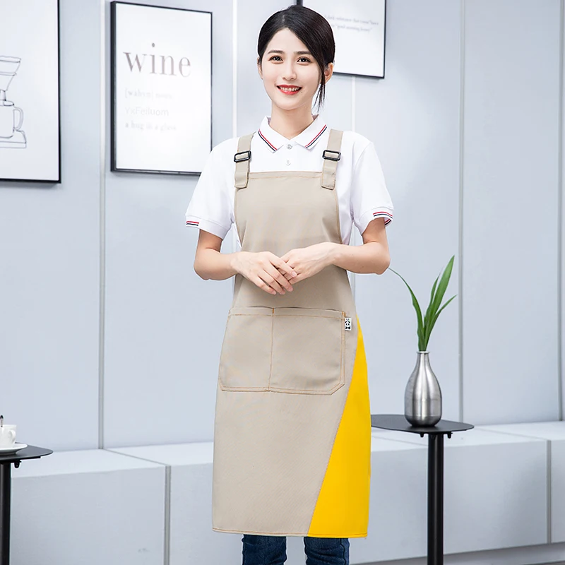 

New Year Hairdressing Apron Customized Anti Water Manicurist Canvas Smock Mandiles Bakery Coffee Shop Waiter Aprons with Pockets