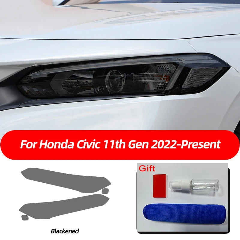 

2 шт., прозрачные ТПУ наклейки для передних фар Honda Civic 11 поколения 2022