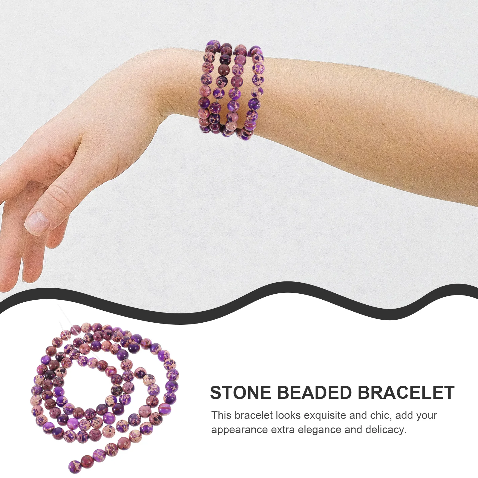 

2Pcs Stone Necklace Stone Beads Wristband Delicate Bracelet Beads Wristband Bead Jewelry