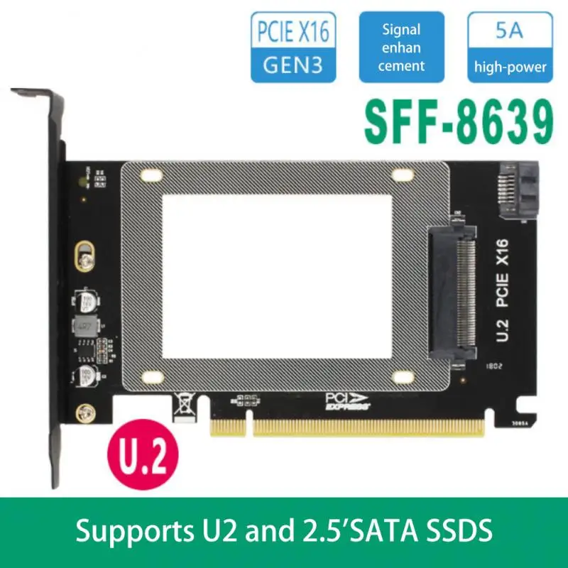 

PCIE 3,0x4 Lane до U.2 U2 Kit SFF 8639 хост-адаптер для Intel материнской платы 750 2,5 "NVMe PCI-e SFF-8639 SSD карта преобразователя