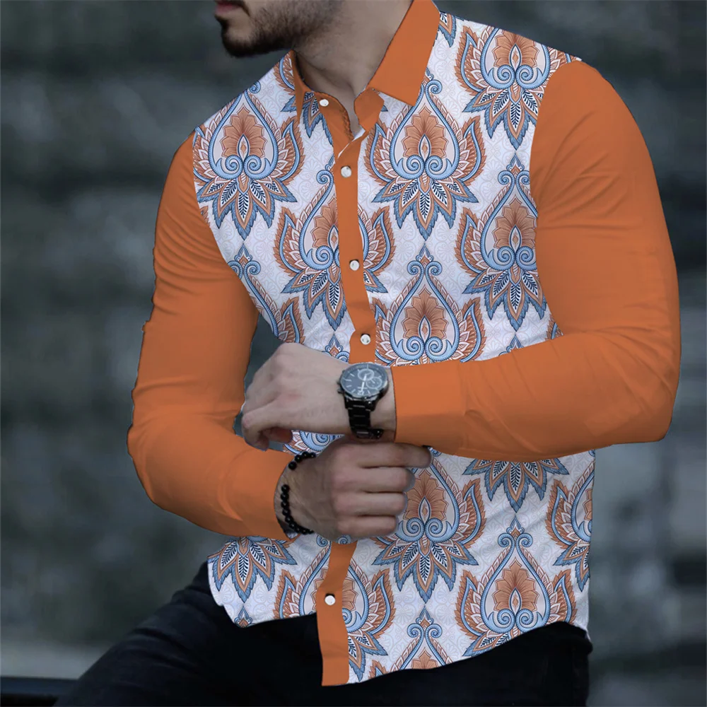 

Fashion 3d Digital Printing Men's Shirts 2022 Autumn New Long Sleeve Turndown Collar Luxury Tops Casual Blouse for Men Clothes