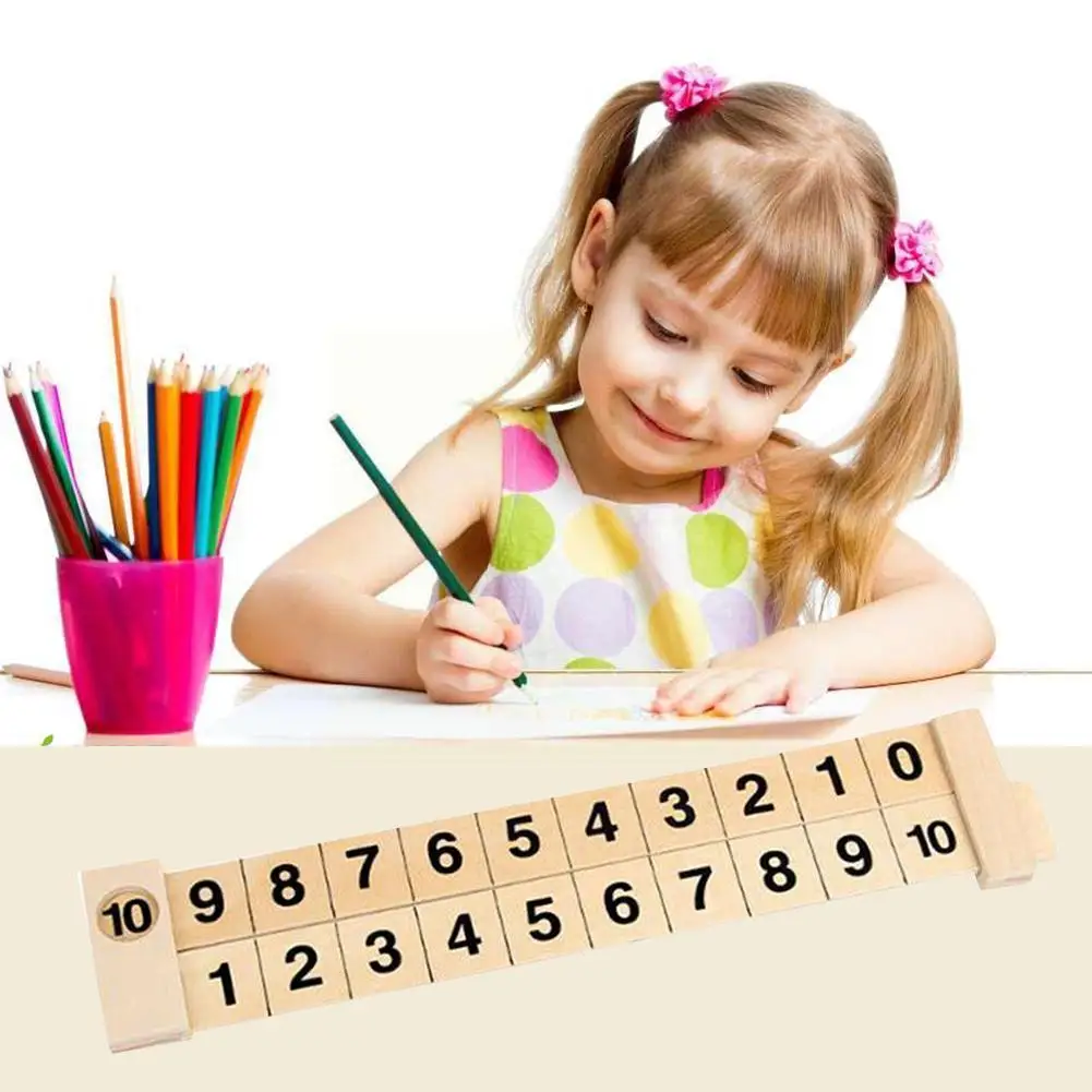 

Wooden Math Arithmetic Early Education Educational Montessori Learning Children 1-10 Toy Addition Ruler Toys Subtract Gifts S7l3