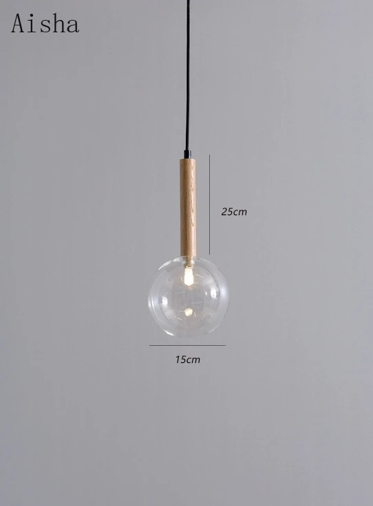 Японский минималистичный деревянный стеклянный подвесной светильник освещение
